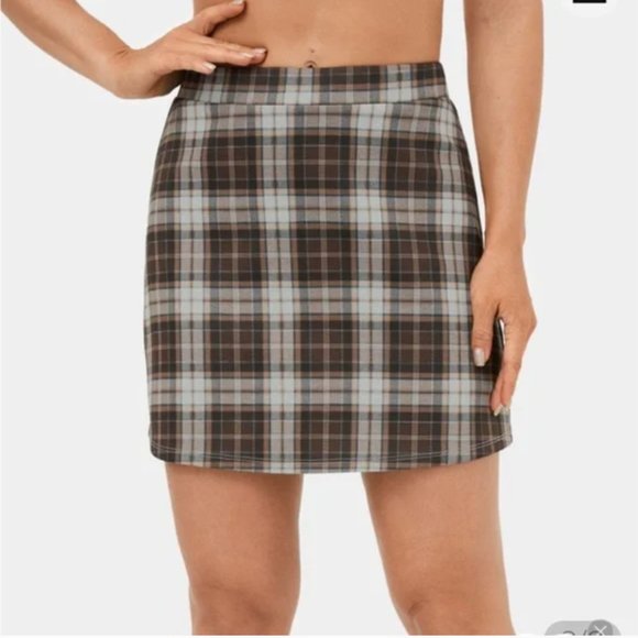 HALARA Skirts Halara Plaid Mini Skirt Built In Shorts Large Poshmark